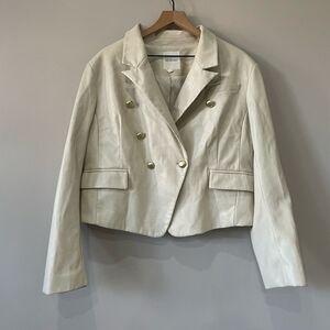 Avec Les Filles Ivory Blazer with Gold Accents